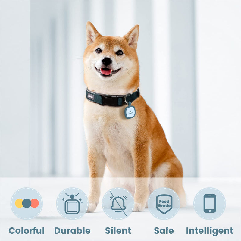 Pawaii QR Code Pet ID Tag, Dog Tag with QR Code, Silent Silicone Dog ID Tag, Modifiable Pet Online Profile, Free Online Pet Page Emergency Contact Deep Sea Blue - BeesActive Australia