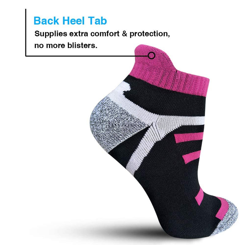 BERING Women's Ankle Socks Athletic Cushioned Low Cut Running Walking Sports (Pack of 6) Black-a 6-9 - BeesActive Australia