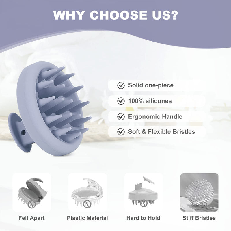 AIMIKE Silicone Hair Scalp Massager Shampoo Brush-Scalp Scrub Brush Dandruff & Scalp Massage Hair Oil to Promote Hair Growth-Silicone Hair Massager Scalp Brush -Wet & Dry Use-Haze Blue, 1.0 count Haze Blue - BeesActive Australia