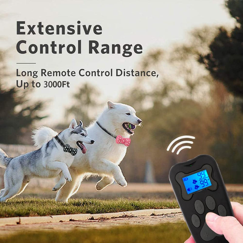 Shock Collar 3000Ft Remote Range Dog Training Collar with Beep Vibration and Shock, for Small Medium Large Dogs Training Collar Black+Pink - BeesActive Australia