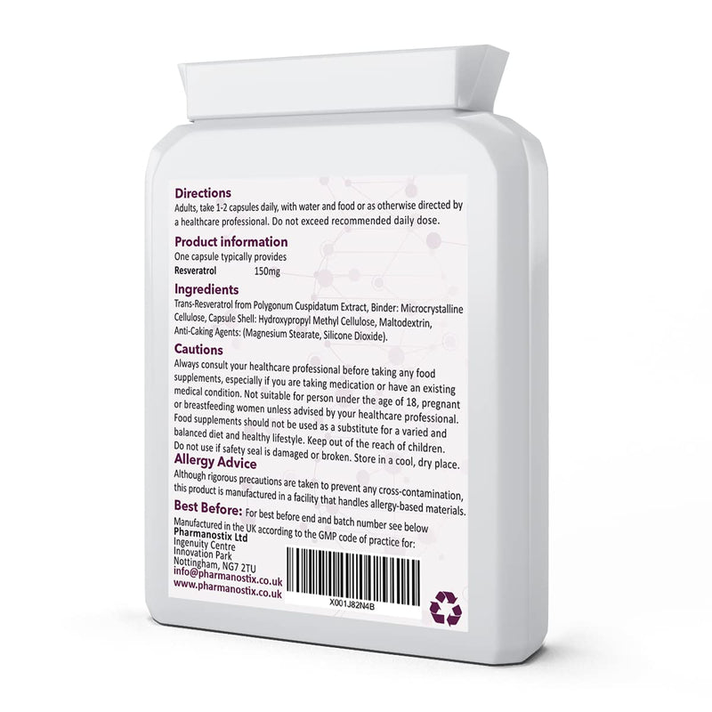 Trans Resveratrol Supplement 150mg - 90 Vegan Easy Swallow Daily Capsules - 3 Month Supply - Providing Trans-Resveratrol from Polygonum Cuspidatum Extract (Japanese Knotweed) - UK Manufactured to GMP - BeesActive Australia