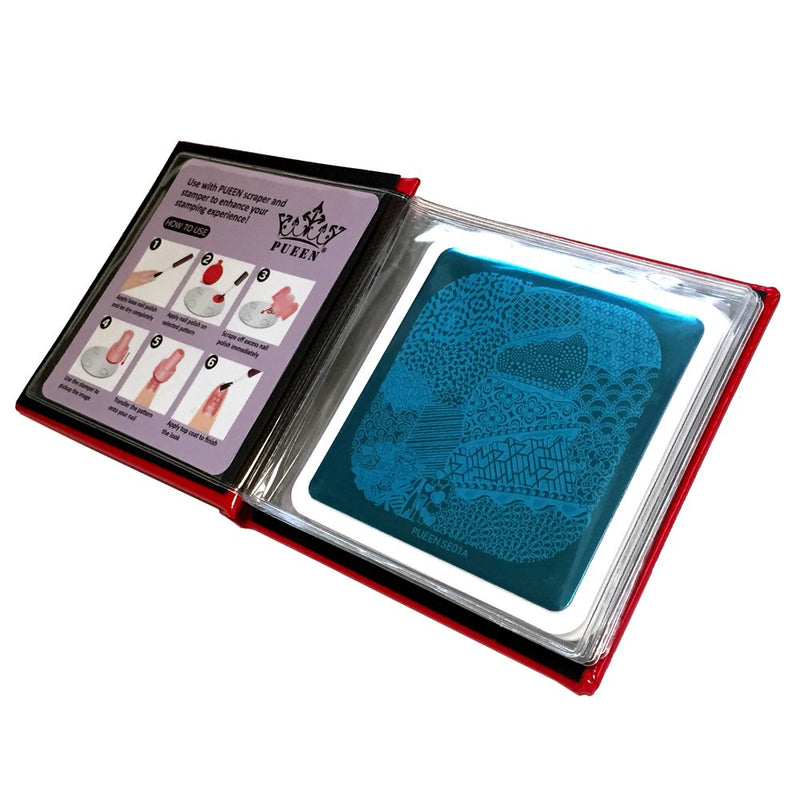 Pueen Nail Art Stamp Collection - Special Edition Encore 01-04 NEW Invention Set of 4 Double Sided All You Can Stamp Full Size Stamping Image Plates Manicure DIY (Infinite Images with Your Creativity) Now with Bonus Storage Case-BH000298 - BeesActive Australia
