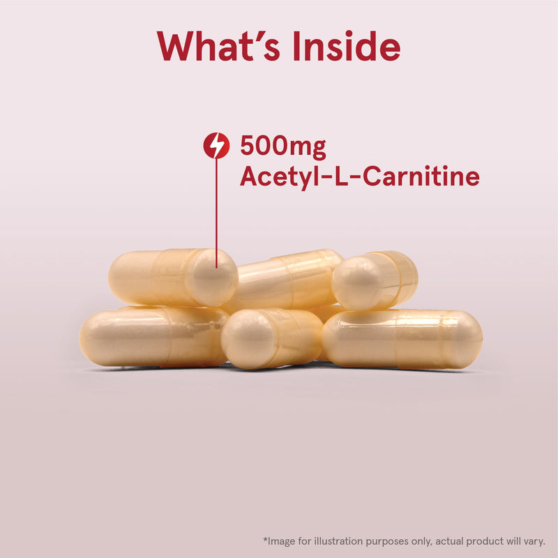 Jarrow Formulas Acetyl L-Carnitine Capsules - 500 mg - 60 Count - for Brain Health & Fatty Acid Metabolism - Vegetable Capsules - Non-GMO - Gluten Free 60 Servings (Pack of 1) - BeesActive Australia