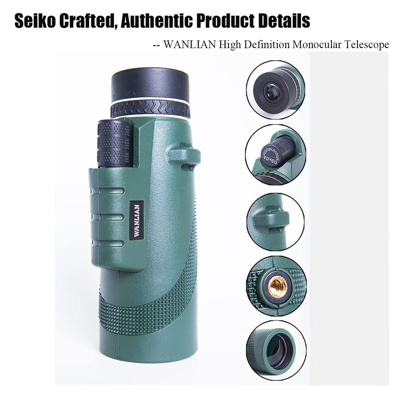 WANLIAN Monocular Telescope - 40x60 High Definition BAK4 Prism Focusing Scope with Phone Adapter, Mini Tripod, with Clear Low Light Vision for Hunting Wildlife Bird Watching Camping Hiking - BeesActive Australia