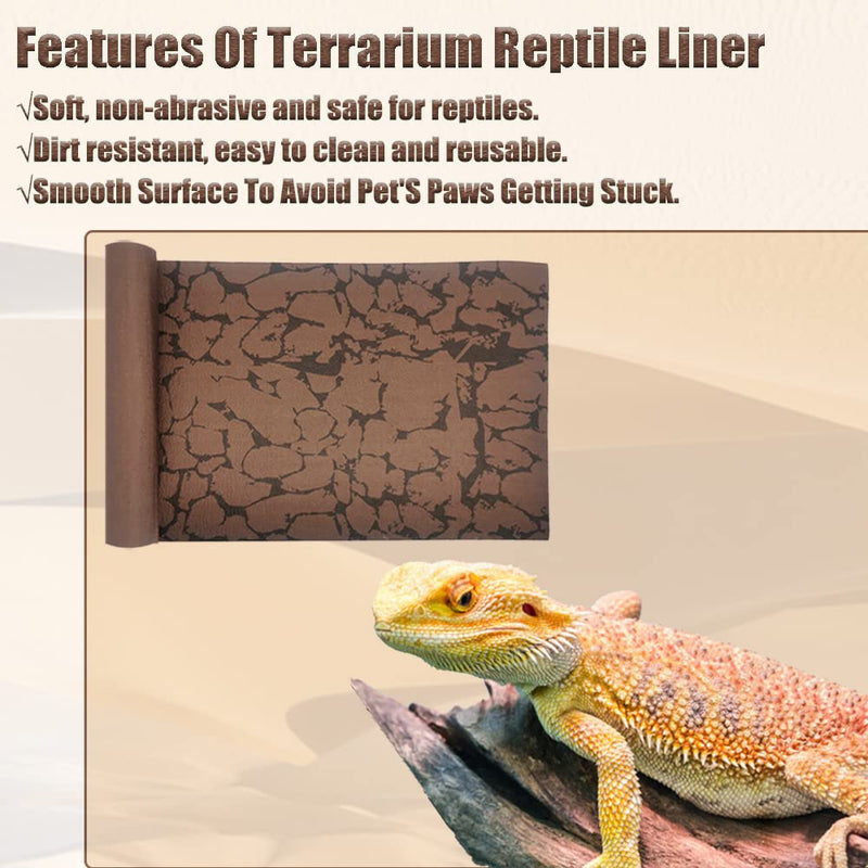 Tfwadmx Reptile Carpet Sand Mat for Bearded Dragon Terrarium Substrate Liner Brown Leopard Gecko Tank Accessories Lizard Bedding Mats for Tortoise Turtle Snake Chameleon with Tweezers M:15.7"x23.6"(2Pcs) - BeesActive Australia