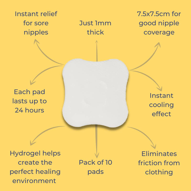 First Days Maternity - Hydrogel Breast Pads for Sore Nipples - Instant Cooling Relief - Pack of 10 Pads - Breastfeeding Essential Aid for New Mum - BeesActive Australia