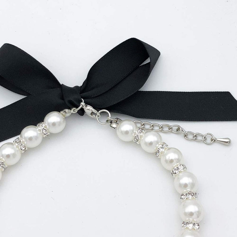 PETFAVORITES Ombre Pearls Dog Necklace Collar Jewelry for Small Dogs Puppy - Bling Rhinestones Cat Wedding Collar for Pets - Cute Teacup Chihuahua Yorkie Girl Clothes Costume Outfits Accessories Size S Snow White - BeesActive Australia
