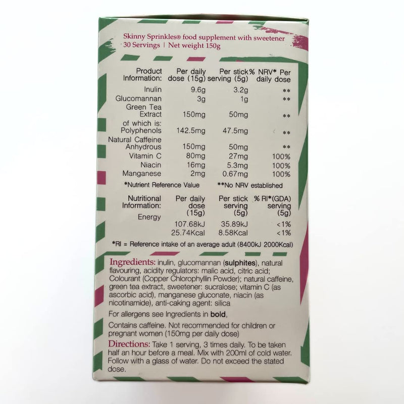 Skinny Sprinkles, Duo Pack 60 Servings - Weight Management Drink with Glucomannan - Vegan, Vegetarian Society Approved - Made in The UK - Candy Apple - BeesActive Australia