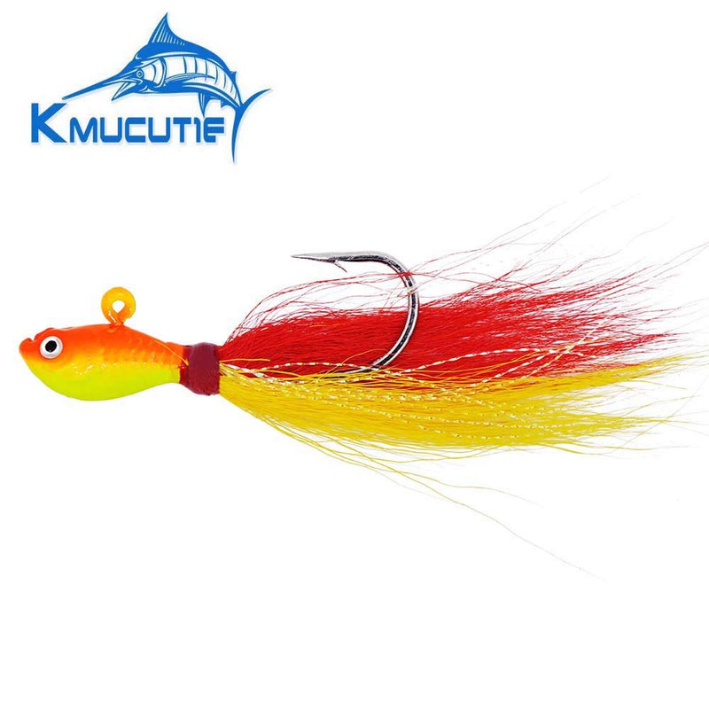 [AUSTRALIA] - kmucutie New 3D Eyes Bucktail Jigs Super Glow for Saltwater 5 Pcs 56.0 Grams 