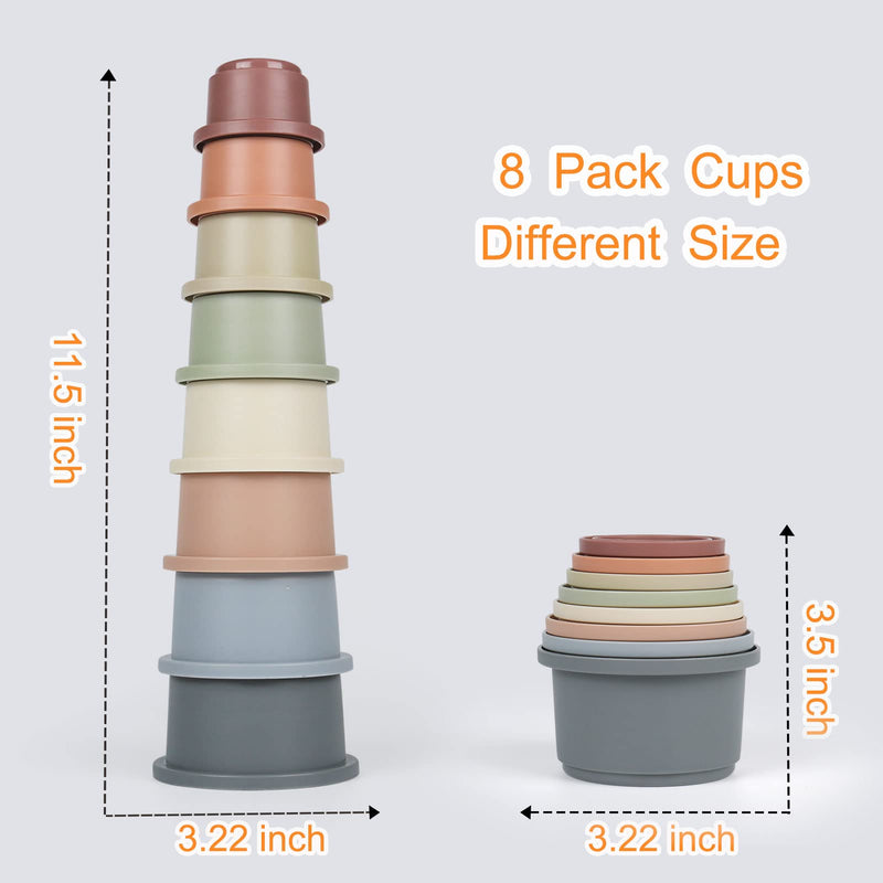 Flypear Stacking Cups Toy for Baby 6-12 Months, 8PCS Nesting Cups Set for Toddler 1-3, Kids Bathing and Counting Stackable Toy for Early Educational Learning, Best Gift for Boys and Girls Original - BeesActive Australia