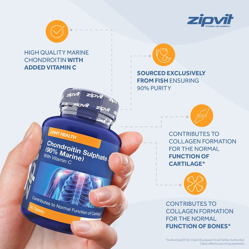Chondroitin Sulphate 350mg with Vitamin C, 90 Tablets. 90% Pure Marine Chondroitin. Supports Collagen Formation and Cartilage Function. - BeesActive Australia