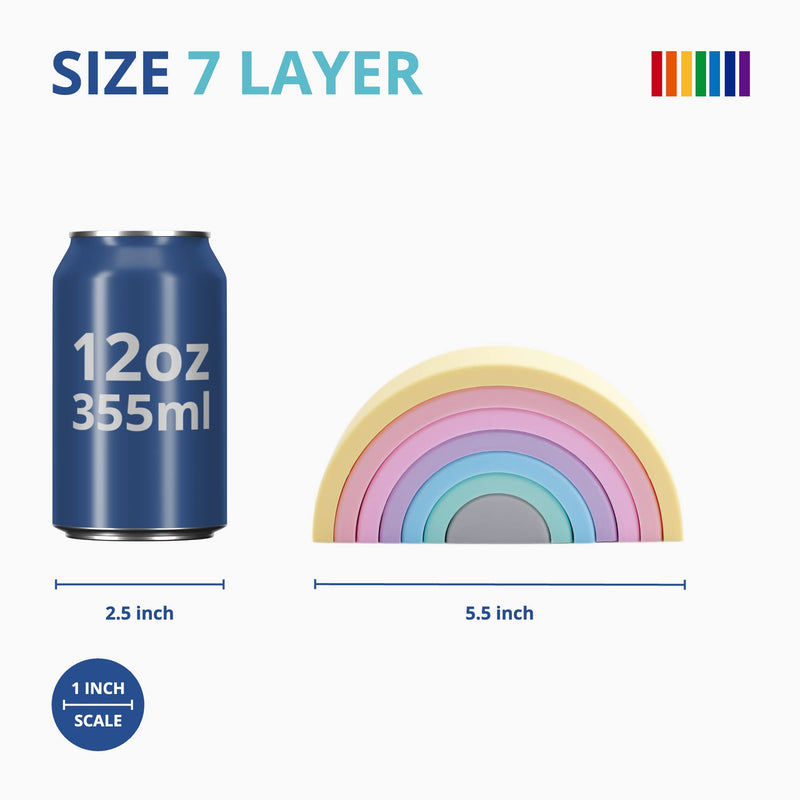 BLUE GINKGO Silicone Rainbow Stacker - Montessori Rainbow Nesting Puzzle | Kids and Toddler | Stacking Rainbow, Sensory Rainbow Toys - 7 Layers (Pastel) 7 Layer - BeesActive Australia
