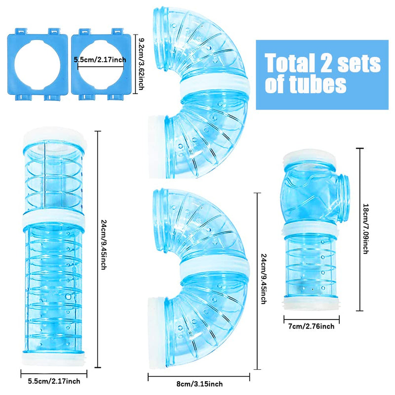 2 Hamster Tubes Kits, DIY Hamster Tunnel Adventure External Pipe, Transparent Connection Track Rat Toy Hamster Cage Accessories for Hamster Mouse Small Animals Sports Expand Space - BeesActive Australia