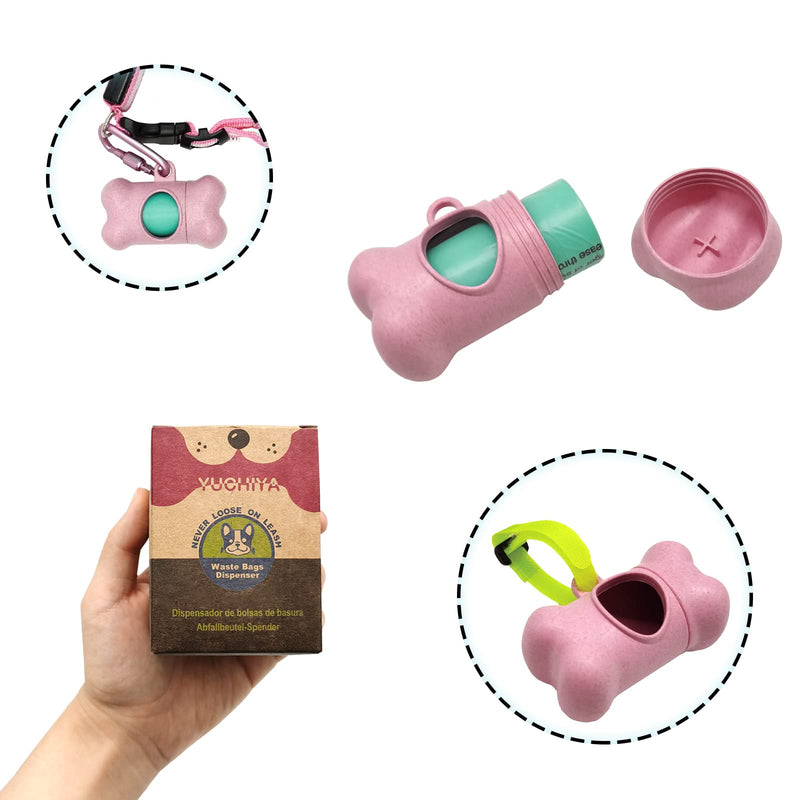 Dog Poop Pickup Bags Holder Dispenser with 1 Roll Random Color Leak-proof Scented Doggy Waste Bags and Carabiner with Safety Lock Plus Hook and Loop Fastener Never Loose on Leash Lead Again (Pink) Pink 1 Count (Pack of 1) - BeesActive Australia
