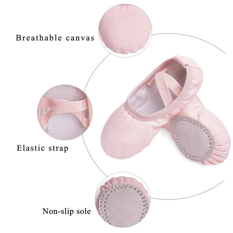 [AUSTRALIA] - STELLE Girls Canvas Ballet Slippers Flats, No Drawstring Dance Shoes for Toddler/Kid 3 Big Kid Light Ballet Pink 