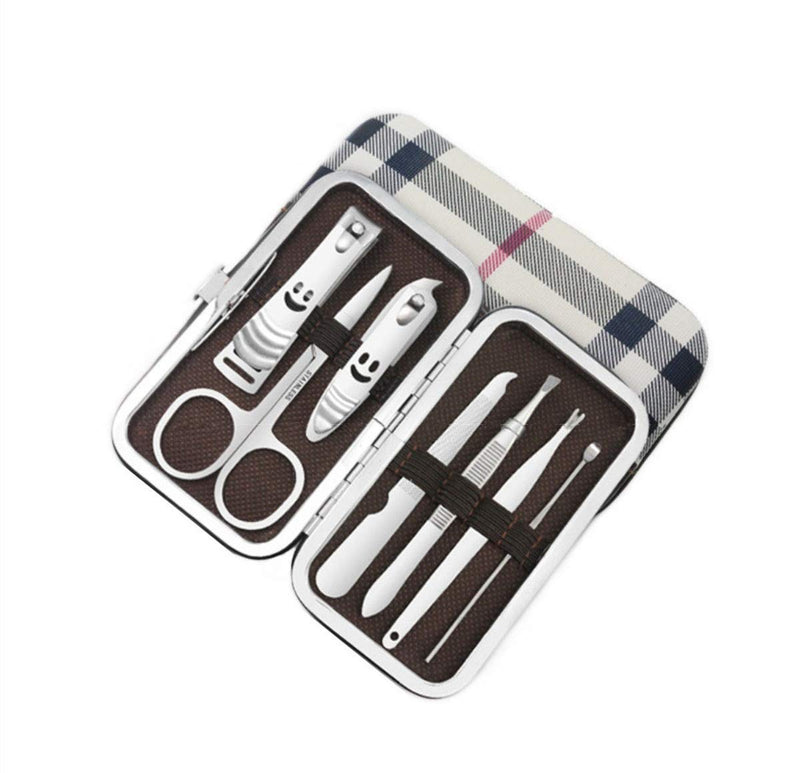 Nail clipper set 7pcs manicure set, nail file, eyebrow scissor stainless steel professional manicure tool nail cleaning care set (white) - BeesActive Australia