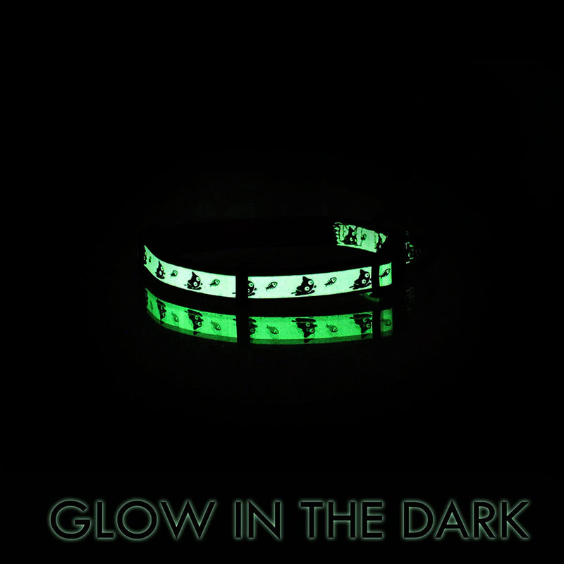 Pawtitas Glow in The Dark Cat Collar with Safety Buckle and Removable Bell Cat Collar Kitten Collar Cat Collar Purple - BeesActive Australia