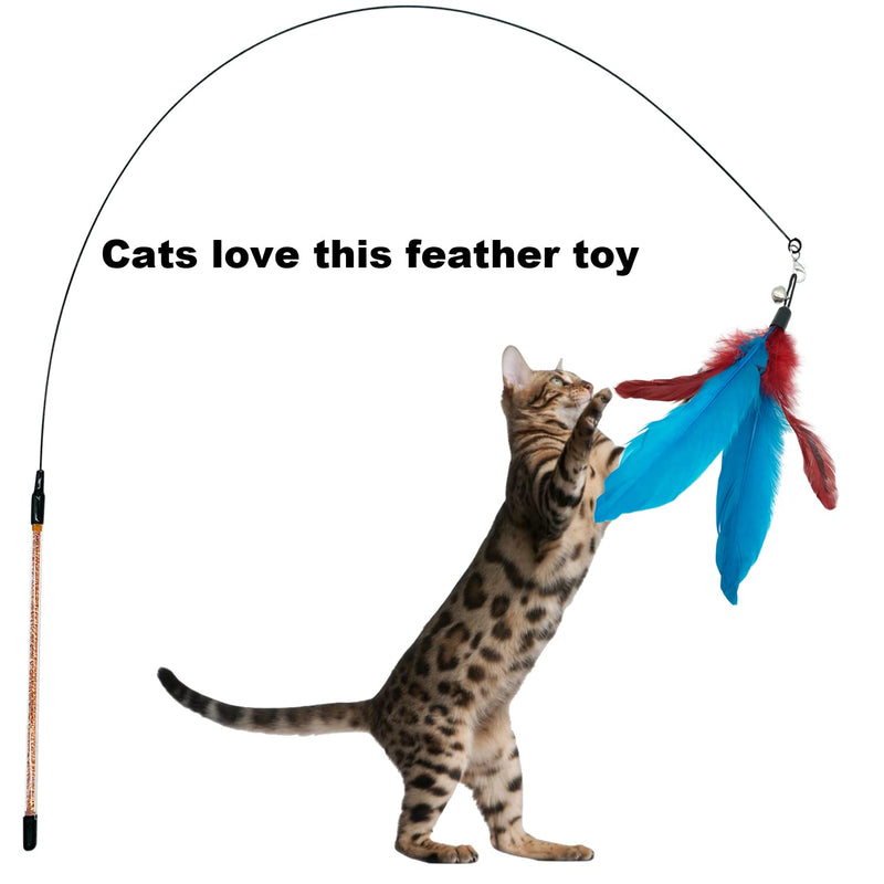 Cat Feather Toys Replacement Cat Toy Wand Refills, 10 Pieces Natural Feather Refills, Feather Replacement for Cat Wand A-10PCS Feather Refills - BeesActive Australia