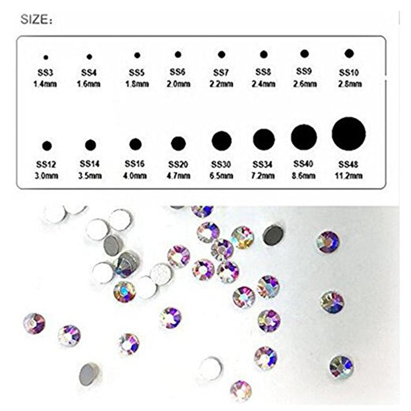 Nail Art Rhinestone Ab White Crystal 1440pcs/bag Shining Non Hotfix Flatback Rhinestone Decorations for Nails SS6 - BeesActive Australia