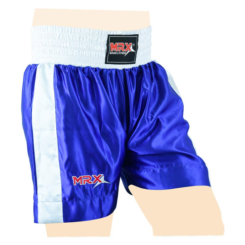 Men Boxing Shorts for Boxing Training Fitness Gym Cage Fight MMA Mauy Thai Kickboxing Trunks Clothing Medium Blue/White - BeesActive Australia