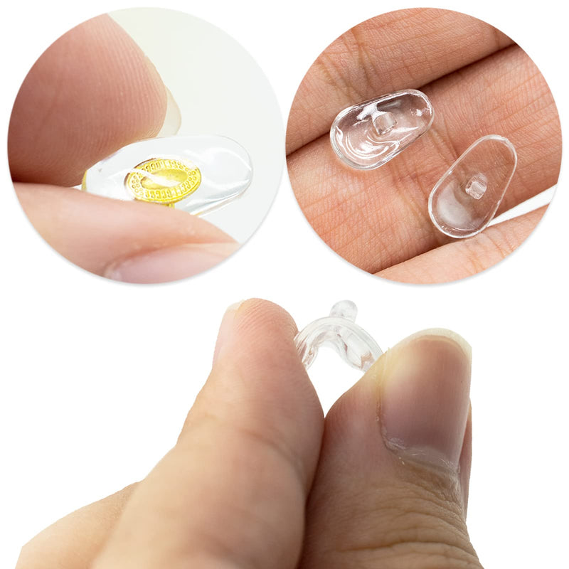 25 Pairs Glasses Nose Pads Silicone, Screw-in Nose Pad for Glasses Eyeglass Repair Kit with Screws Tweezer and Cleaning Cloth - BeesActive Australia