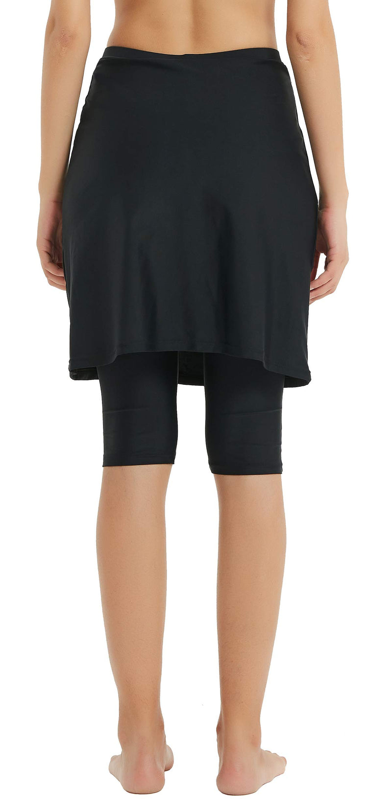 [AUSTRALIA] - Aunua Women UPF 50+ Swimming Skirt with Legging UV Sun Protection Swim Skort Capris Shorts Black X-Large 