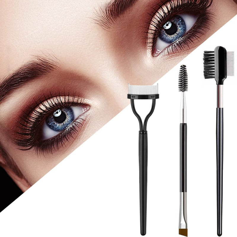 KINGMAS 3Pcs Duo Eyebrow Brush and Spoolie & Eyelash Comb Curlers & Steel Brow Brush Comb Makeup Grooming Tool 3 Piece Set - BeesActive Australia