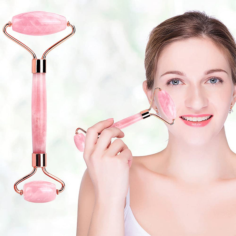 Deciniee Jade Roller, Jade Face Roller Natural Rose Quartz Stone Jade Facial Roller Massage Tools for Slimming Firming Pink - BeesActive Australia