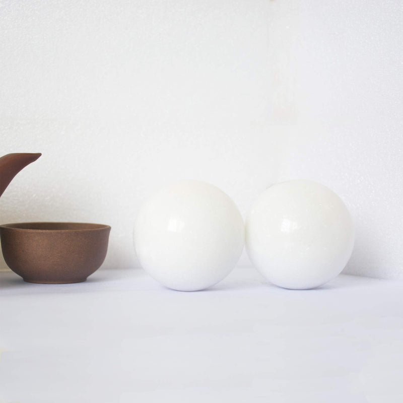 Addune White Baoding Balls Health Exercise Stress Hand Balls Marble Natural Stone Balls Gift Collection for Key Puncher Relax Finger 1.4'' - BeesActive Australia