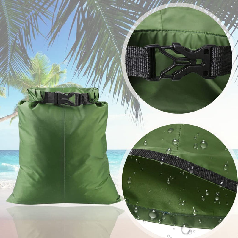 5 Pack Waterproof Dry Sacks, Lightweight Outdoor Dry Bags Ultimate Dry Bags for Rafting Boating Camping (1.5L, 2.5L, 3.5L, 4.5L, 6L) Army Green - BeesActive Australia