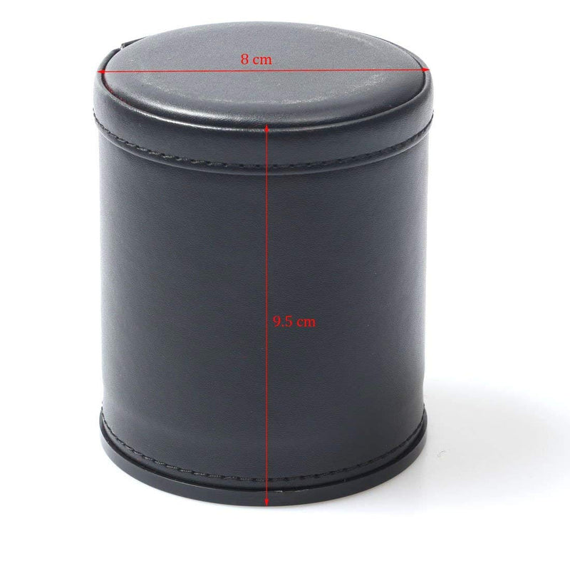 RERIVER Felt Lined PU Leather Dice Cup Set with 6 Dot Dices (Black, Pack of 1) Black - BeesActive Australia