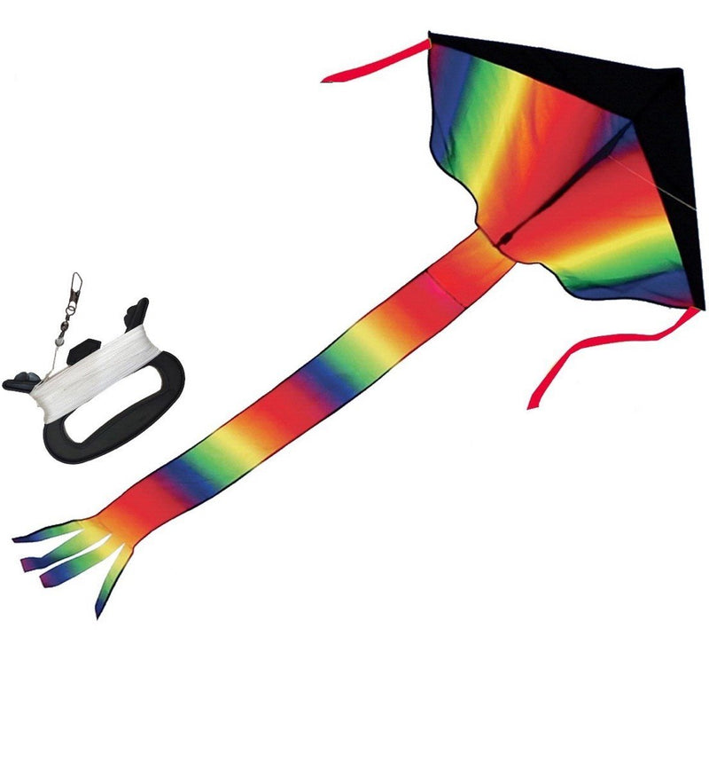 [AUSTRALIA] - Rainbow Delta and Diamond Kite (2sets) Kite for Kids Kite for Adults Easy Flying with Tail Flyer line and Handle Perfect for Outdoor Fun Beach Toys and Park Sports Comes with Carrying Bag 