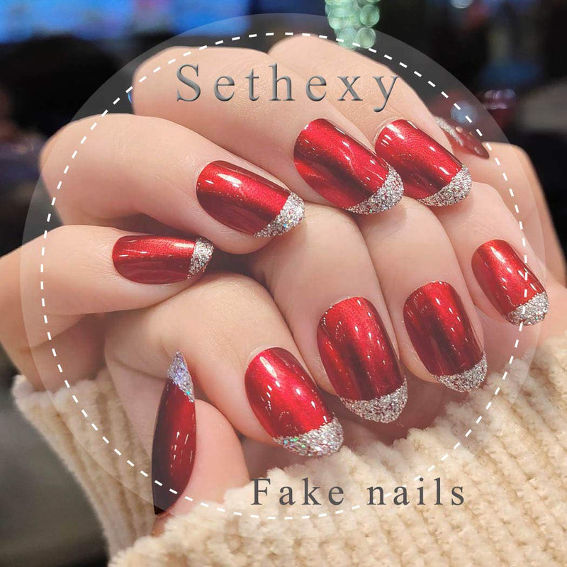 Sethexy Short Oval False Nails 500Pcs 10Sizes Full Cover Acrylic Nail Tips For Art Nail Design (Clear) Clear - BeesActive Australia
