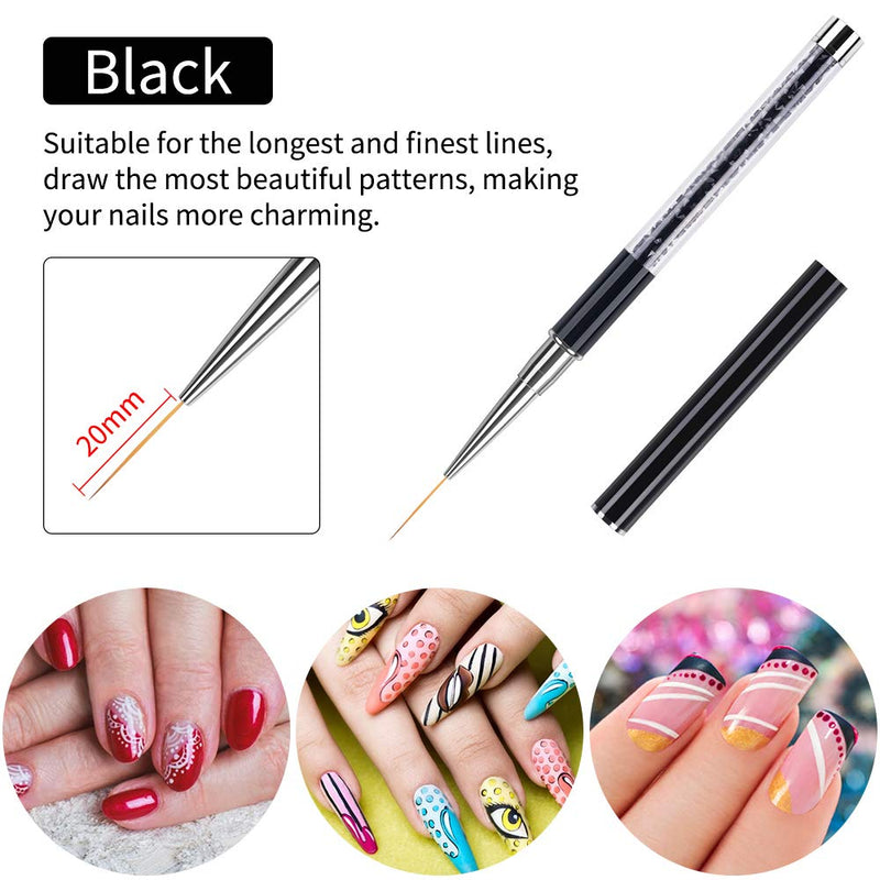 Beetles Nail Art Liner Brushes, Nail Gel Polish Painting Nail Art Design Brush Pen Set Diamond application Rhinestone Handle, Nail Dotting Painting Drawing Pen Size 5/7/9/11/20mm, 5Pcs - BeesActive Australia