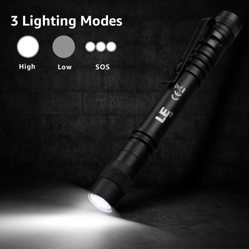 LE LED Pocket Pen Light Flashlight, Small, Mini, Stylus PenLight with Clip, Perfect Flashlights for Inspection, Work, Repair, Pack of 2 - BeesActive Australia