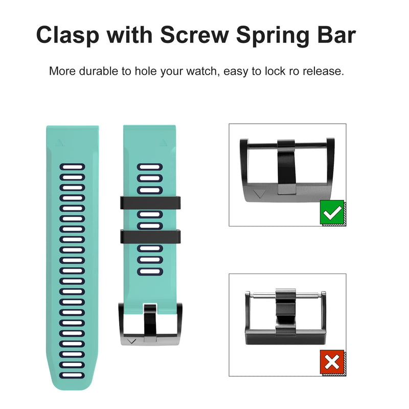 OVERSTEP Compatible with Fenix 6 Watch Band for Garmin Fenix 6 Pro/Fenix 5/Fenix 5 Plus/Fenix 7/Forerunner 935/Forerunner 945/Approach S60/Quatix 5 Smartwatch(Teal) Teal - BeesActive Australia