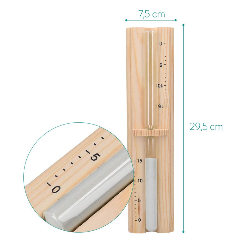 Navaris Sauna Hourglass Sand Timer - Classic Wall-Mounted Sand Hour Glass for Saunas - Pine Wood, Sand and Heat-Resistant Glass - 29.5 x 7.5 x 4 cm - BeesActive Australia