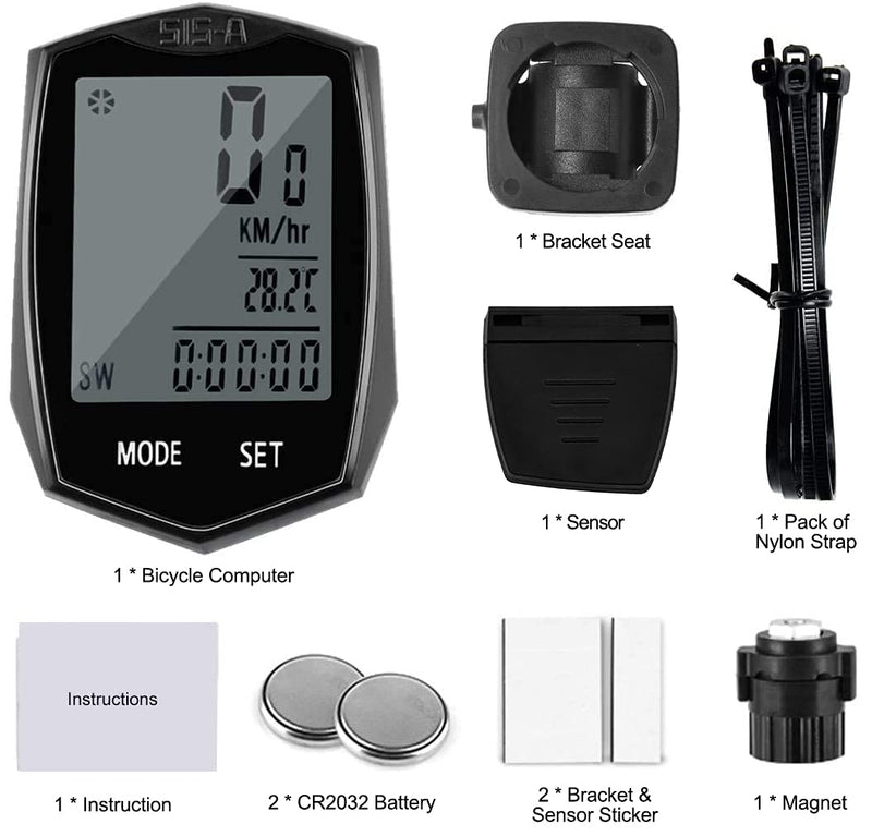SEISSO Bike Computer Speedometer Wireless Waterproof Cycling Odometer, Smart Sensor, Auto Wake-up, Multi-Function Bicycle Speed Tracker with LCD Backlight Display - BeesActive Australia