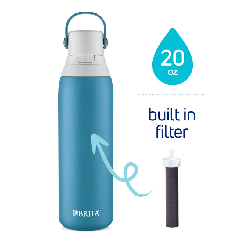 Brita Stainless Steel Water Filter Bottle, Blue Jay, 20 Ounce, 1 Count 20 oz - BeesActive Australia