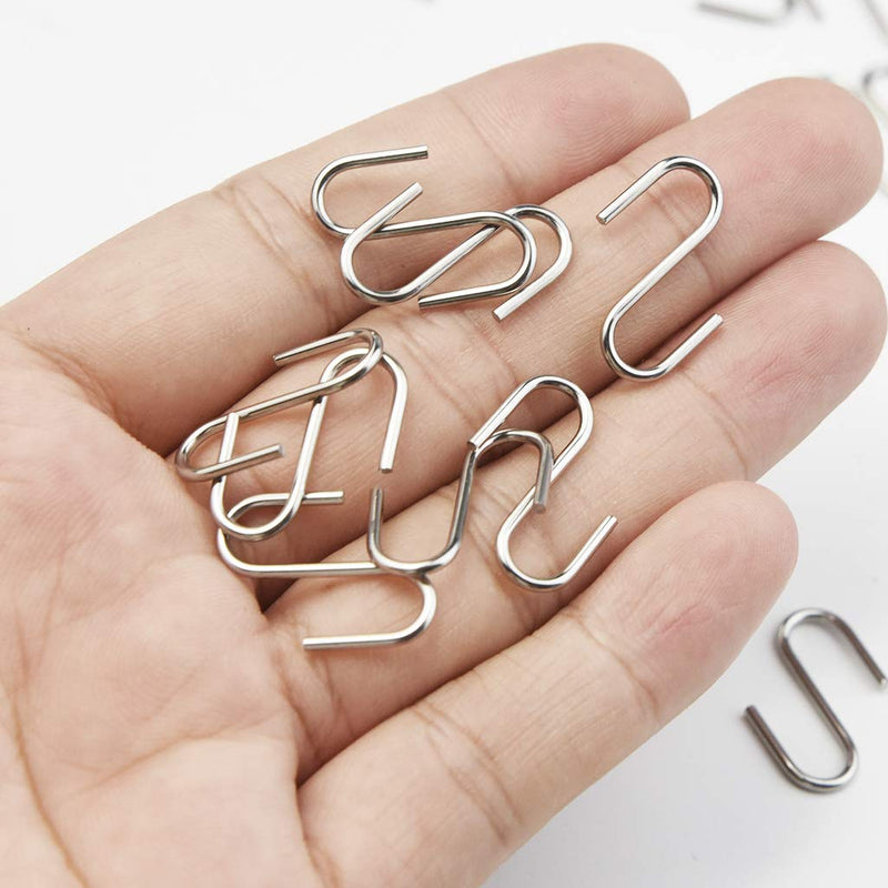 Nydotd 180 Pcs Mini S Hook Connectors, Mini Metal S-Shaped Wire Hook Hangers Christmas Ornament Hooks for DIY Crafts, Hanging Jewelry, Key Chain Ring and Tag, Pet Name Tag, Wood Circles (20mm, Silver) 20 mm - BeesActive Australia