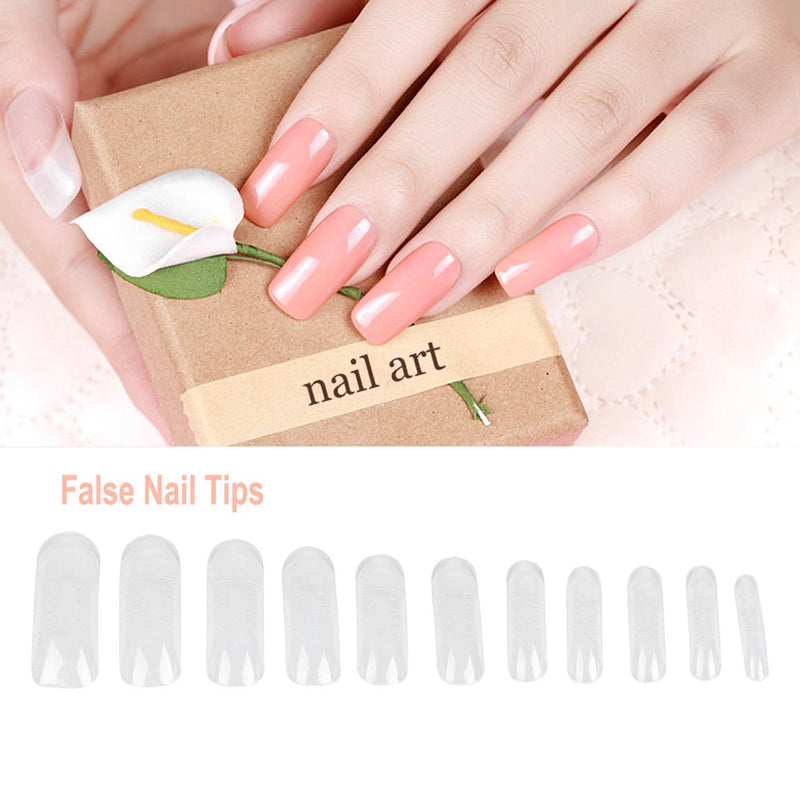 【𝐄𝐚𝐬𝐭𝐞𝐫 𝐏𝐫𝐨𝐦𝐨𝐭𝐢𝐨𝐧】 140pcs Nail Art Tips, Dual System Form Extension False Tip UV Gel DIY 12 Sizes with Lines - BeesActive Australia