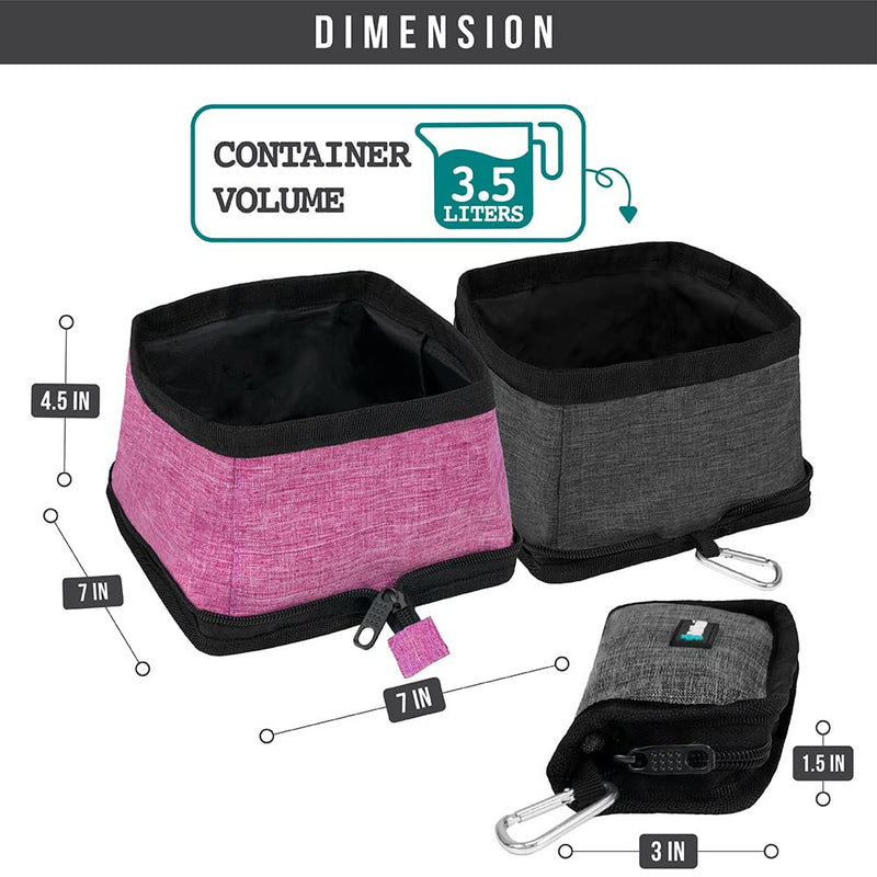 PetAmi Collapsible Dog Bowls 2 Pack, Travel Dog Bowls, Portable Water Bowl for Dog Puppy Cat Pet, Foldable Doggy Food Bowl for Traveling Hiking Camping Walking Outdoor Gear Accessories Pink - BeesActive Australia