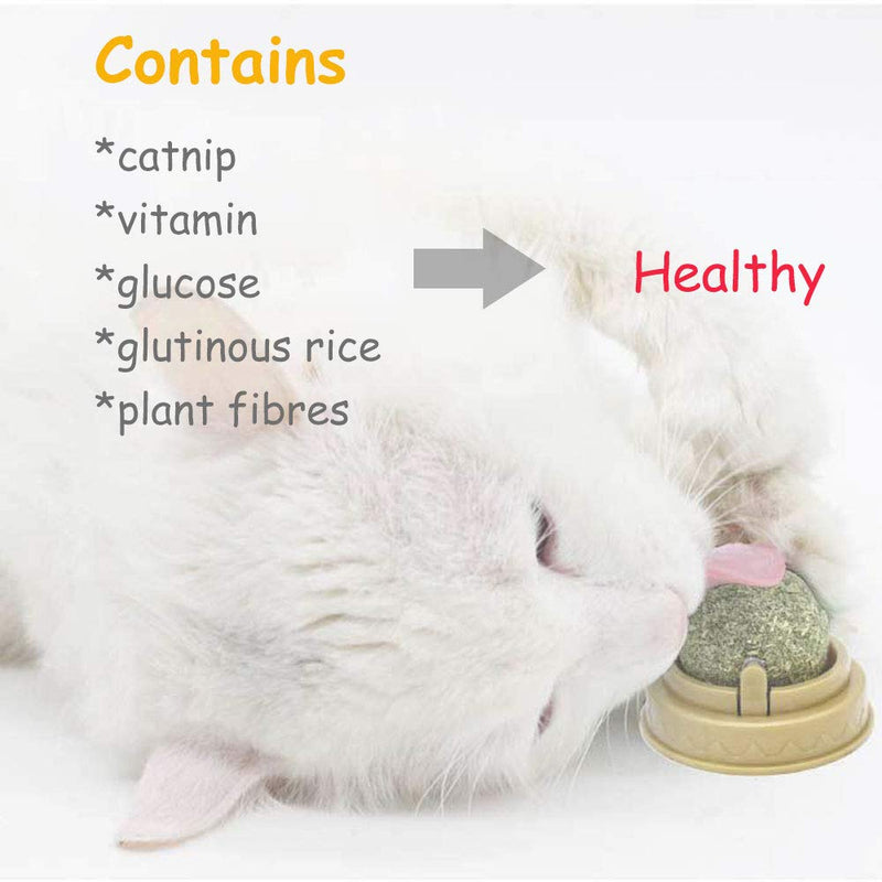 2 Pack Catnip Balls, Pure Natural Mint Leaf Rotating Interactive Cat Toys, Cat Removal Hairball Toys Can Be Sticky On Wall, Teeth Cleaning Catmint Toy for Cat, Kitten, Kitty Playing Chewing 2pcs catnip ball - BeesActive Australia