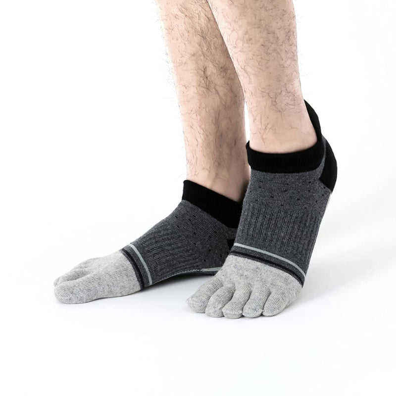 Men Cotton Low Cut Toe Socks 5 Finger No Show Mesh Wicking 6 Pack 9 Pack Black2 - BeesActive Australia