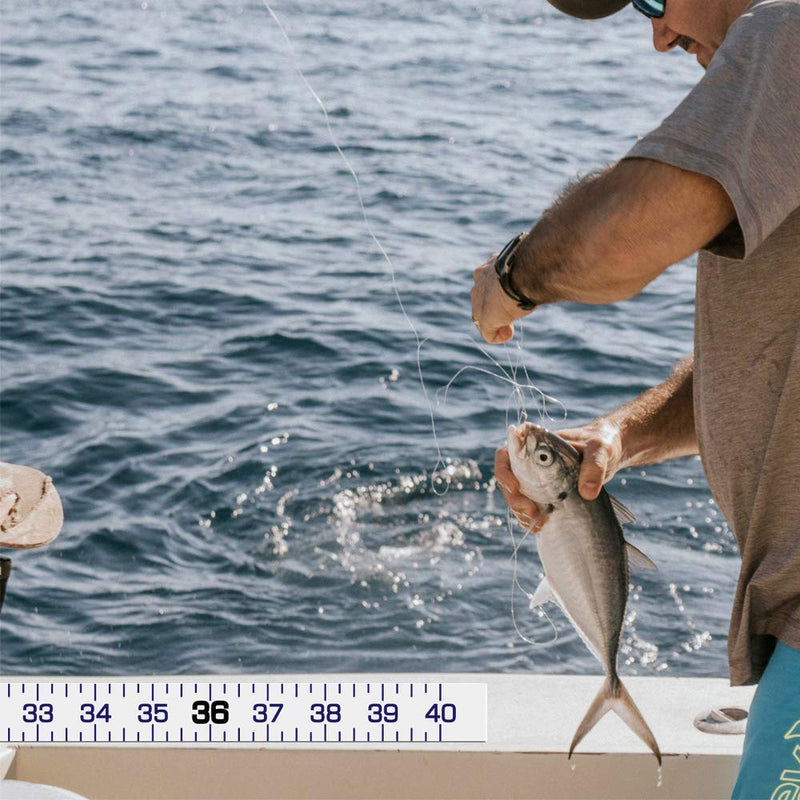 Edtape Adhesive Fish Ruler - 40 Inch Fishing Measuring Tape - Fish Measuring Tape for Fishing Boat, Kayak, Cooler, Workbench - Waterproof Fish Measuring Sticker White - BeesActive Australia