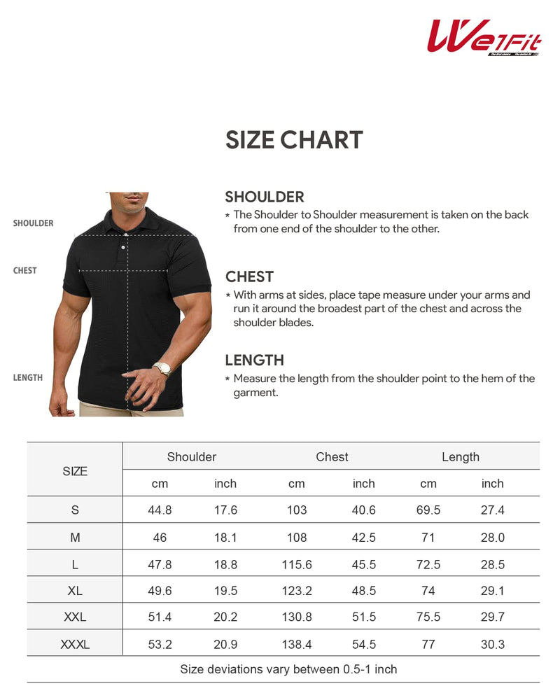 We1Fit Men's Muscle Polo Shirts Short Sleeve Quick Dry Golf Shirt Slim Fit Tennis Tshirt Black Small - BeesActive Australia