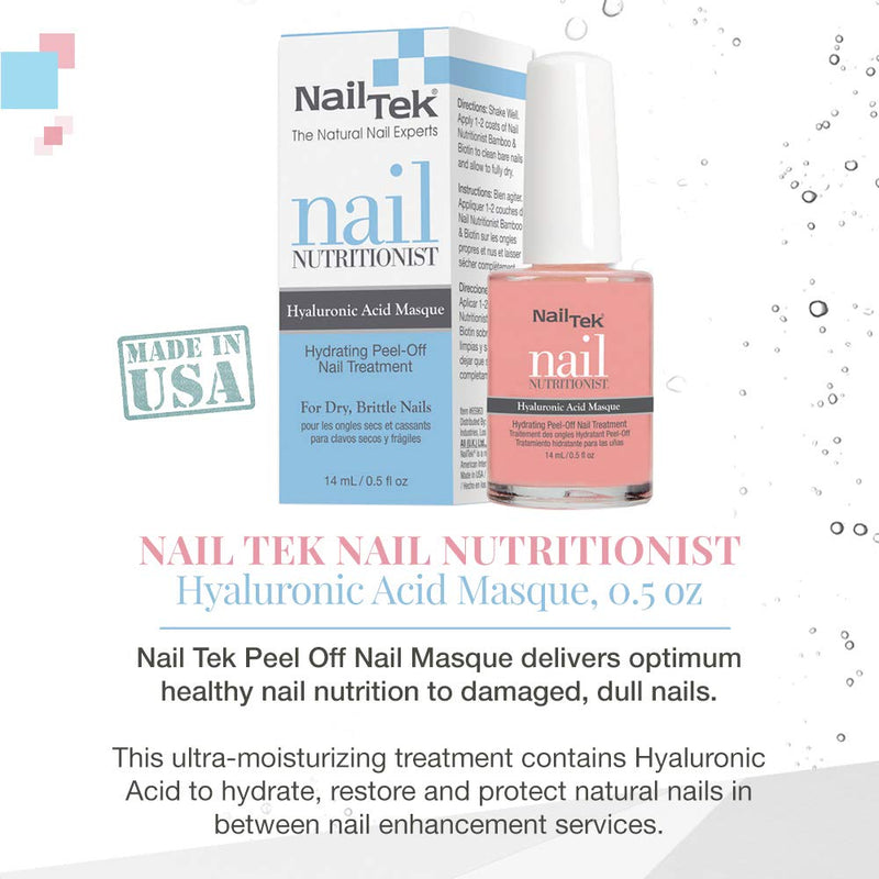 Nail Tek Nutritionist Peel-Off Nail Masque with Hyaluronic Acid, Hydrate, Nourish, and Strengthen Soft and Peeling Nails, 0.5 oz, 1-Pack - BeesActive Australia