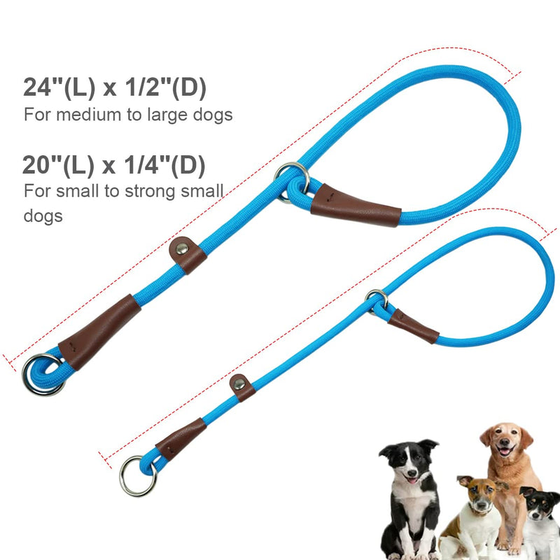 MayPaw Slip Lead Dog Collar + 12 Inch Short Dog Leash Blue - BeesActive Australia
