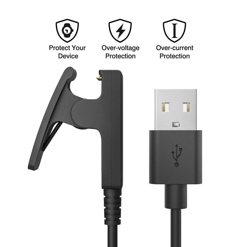 Charging Clip Compatible with Garmin Approach S20/G10 GPS Golf Watch and Forerunner 230 235 630 35 35J 645 735xt GPS Running Watch, USB Data Sync Charge Cradle Dock Charger Clip Charging Cable - Black - BeesActive Australia