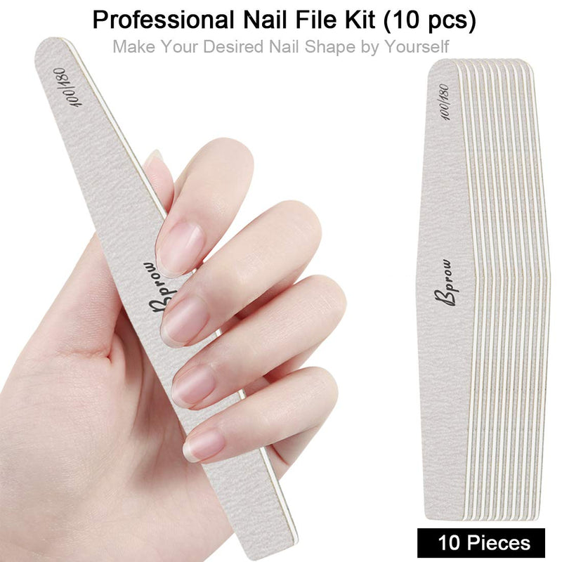 10 Packs Nail Files 100 180 Grits Double Sided DIY Manicure Tools - BeesActive Australia